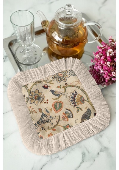 Hint Hint Kaplan Çiçek Kuş Saçaklı Sunum Peçetesi - Vintage Bohem Krem Yeşil Bardak Altlığı Mendil Ayışığı Açık Hardal Hint Hint Kaplan Çiçek Kuş Saçaklı Sunum Peçetesi - Vintage Bohem Krem Yeşil Bardak Altlığı Mendil Ayışığı Açık Hardal