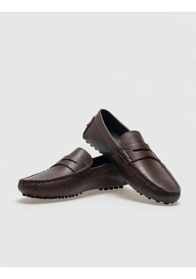 Hakiki Deri Kahverengi Kemerli Erkek Loafer - 43