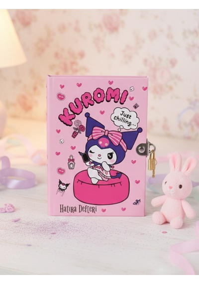 Kuromi Lisanslı Kilitli Hatıra Defteri Pembe