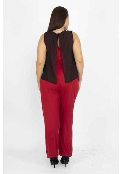 Şans Tekstil Kadın Bordo Şifon Ve Boncuk Detaylı Tulum 26n12683-bordo Bordo