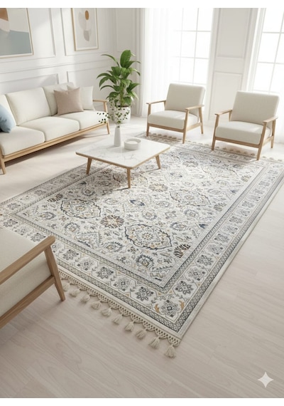 Modern Desenli Mavi Salon Kilimi-160 230 Cm- Açık Mavi