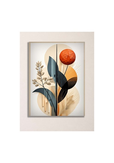Modern Botanik Ve Geometrik Metal Tablo - Soyut Duvar Dekoru, Metal Poster Wall Art Çok Renkli - 923217010 Çok Renkli - 923217010 Çok Renkli