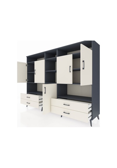 Hyperion Dolap 12 Raflı 4 Çekmeceli 5 Kapaklı 220x44x163 Antrasit Antrasit-aytaşı Hyperion Dolap 12 Raflı 4 Çekmeceli 5 Kapaklı 220x44x163 Antrasit Antrasit-aytaşı