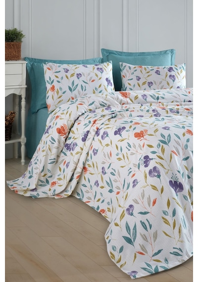 Doğal Pike Baskılı Tek Kişilik Floral Lila Lila