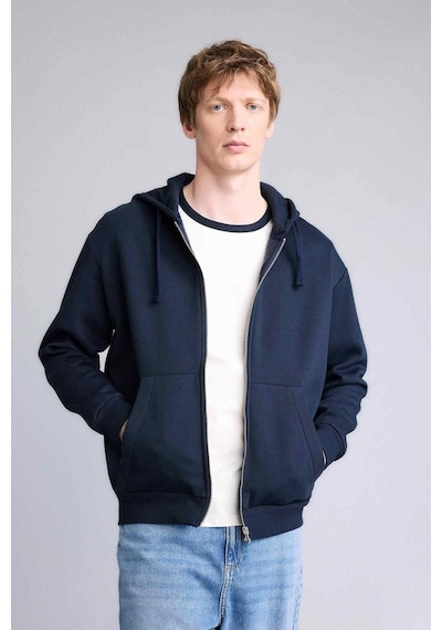 Defacto Relax Fıt Kapüşonlu İçi Yumuşak Tüylü Kalın Kumaş Fermuarlı Sweatshirt D7599AX25AU Lacivert Defacto Relax Fıt Kapüşonlu İçi Yumuşak Tüylü Kalın Kumaş Fermuarlı Sweatshirt D7599AX25AU Lacivert