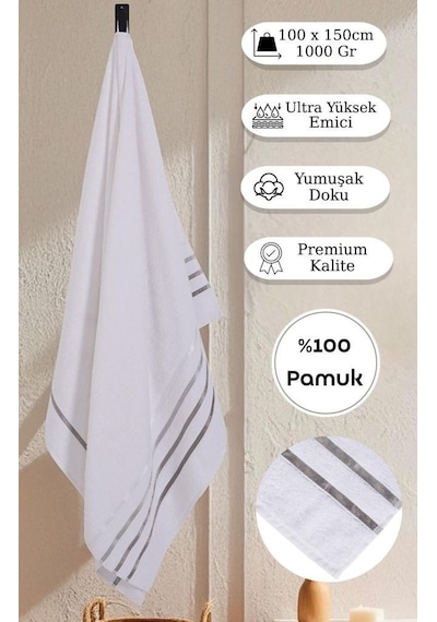 Banyo Havlusu Tekli Pamuk Bale Beyaz