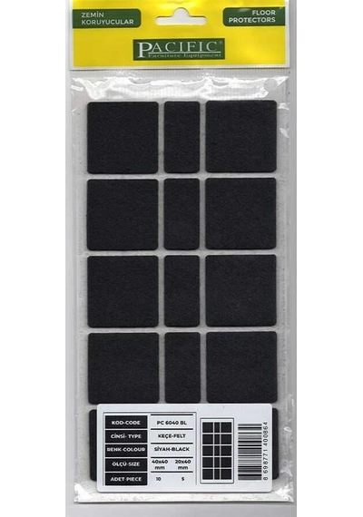 Mey İthalat Pacific 6040 Bl Yapışkanlı Keçe 40 Mm X 40 Mm Siyah