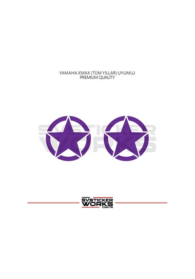 Yamaha Xmax Yıldız Sticker Yan Grenaj Desen İkili Sticker Mor