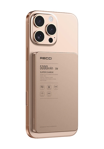 Recci RP33 PD 20W Ultra İnce Led Göstergeli Hızlı Şarj Özellikli Wireless 15W 5000 mAh Powerbank