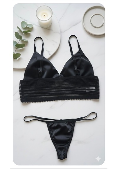 Trend Dokunuş Kadın Siyah Balensiz Bralet Sütyen Külot İç Çamaşır Takımı