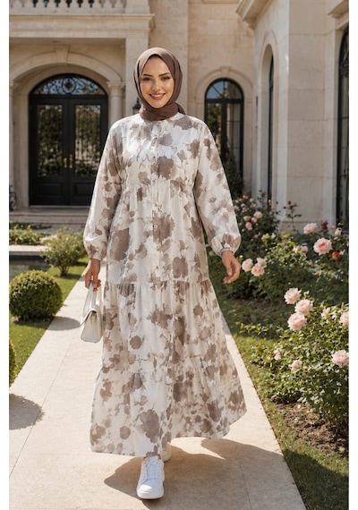 Hb Harma Time Butik Kadın Düğmeli Desenli Modal Kumaş Kahverengi Elbise Kahverengi Kahverengi Hb Harma Time Butik Kadın Düğmeli Desenli Modal Kumaş Kahverengi Elbise Kahverengi Kahverengi