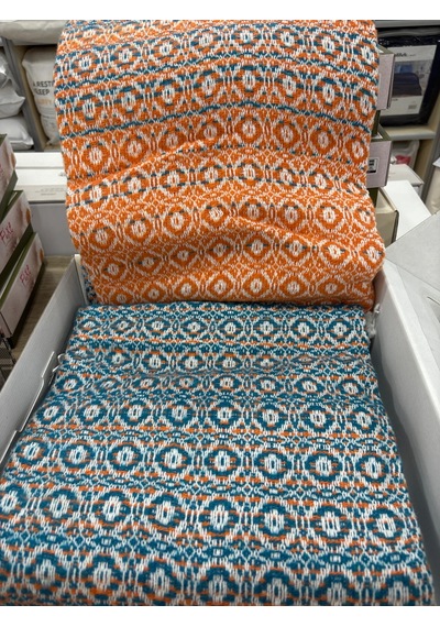 Sesli Comfort Turuncu Turkuaz Skoç Pamuk Örme Battaniye 200x220 Çift Kişilik Battal Diğer