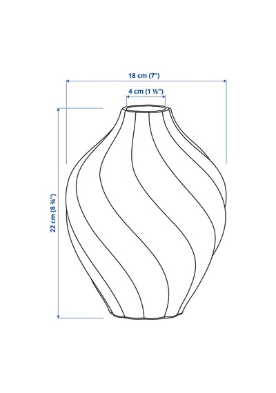 Ikea Kornsparv Seramik Vazo 22 Cm Gri - Mavi