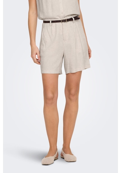 Only Onlsiesta Keten Karışımlı Regular Fit Kemer Detaylı Short Bayan Short 15367413 Taş