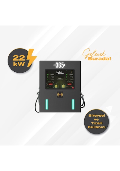 E 365 Ac Duvar Tip 10 İnç Ekranlı Mıd Sayaçlı Çift Kablolu 22 Kw Şarj İstasyonu