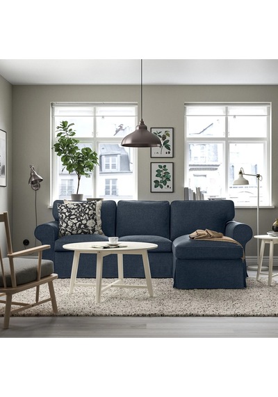 Ikea Mavi Rahat Kanepe - Uzanma Koltuklu 3'lü Kanepe