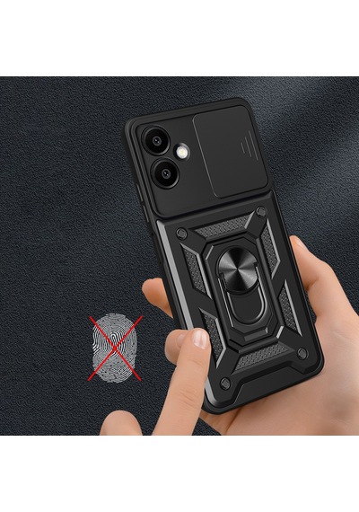 Samsung Galaxy Uyumlu A06 Kılıf Magnetik Standlı Kamera Korumalı Sürgülü Vega Kapak