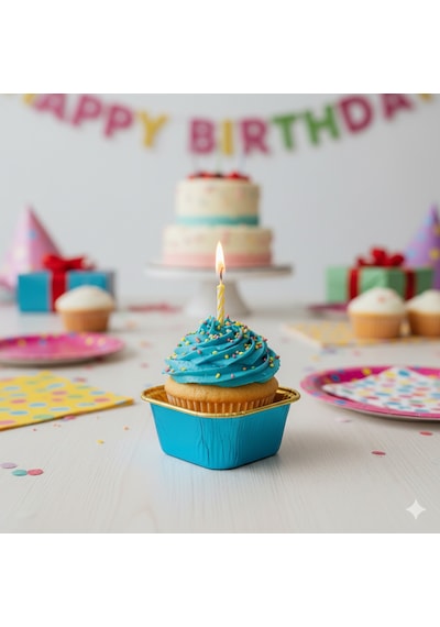 Mavi Cupcake Kapsülü İçi Metalize Gold 25'li - Kek Ve Cupcake Sunum Kapsülü Diğer