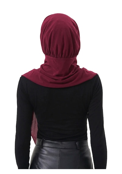 Alivascarf Pratik Hazır Çıtçıtlı Büzgülü Tesettür Şal Bordo