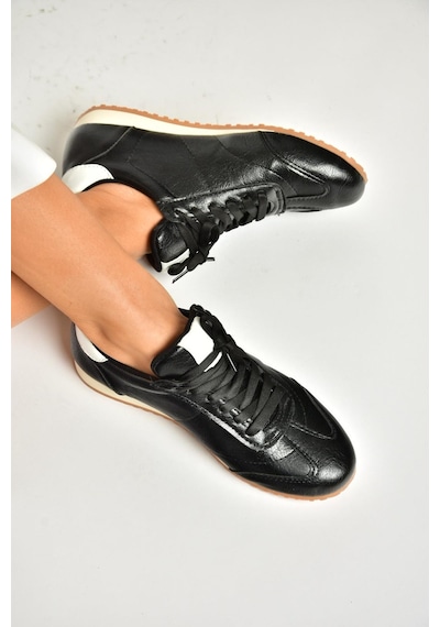 Fox Shoes U820730409 Siyah Spor Ayakkabı Sneakers Siyah-suni Deri Siyah