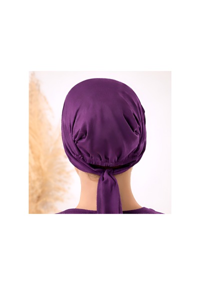 Melodi Scarf Tesettür Silikonlu Kaymaz Bone - Likralı Bağlamalı Bone - Sıkmayan Rahat Nefes Alan Kumaş Mor
