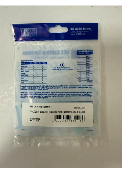 Hcs Datalight Lc Duplex Plastik Adaptör-aqua Mm Om3 Vfo-27201a 10'lu Paket