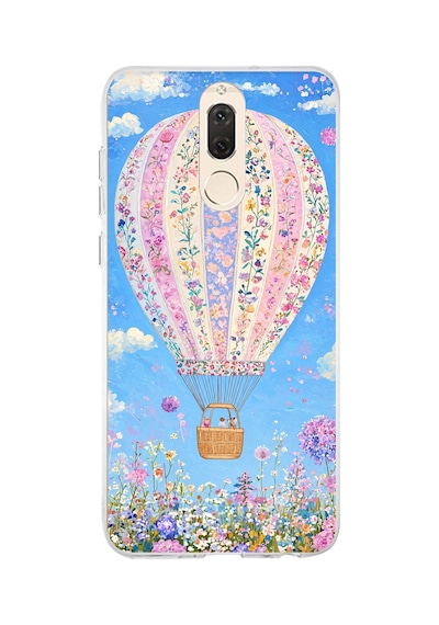 Huawei Mate 10 Lite Uyumlu Çiçek Desenli Uçan Balon Baskılı Silikon Kılıf