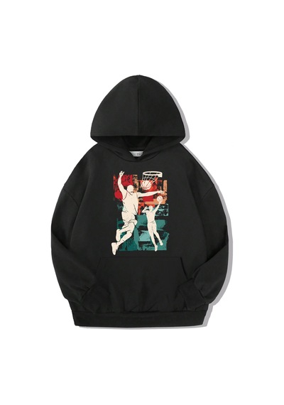 Brz Kids Unisex Çocuk Basketball Silhouette Hoodie-siyah