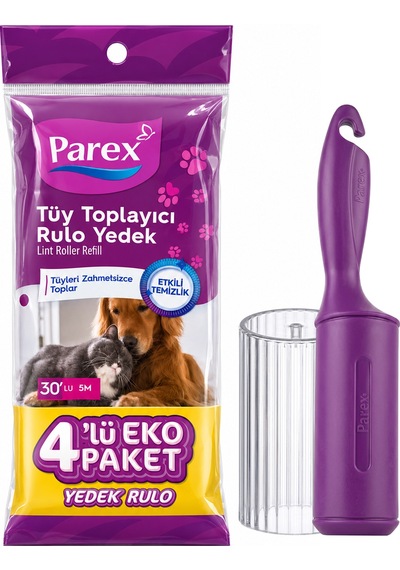 Premium Tüy Toplayıcı 4'lü Yedek Rulo Ve Aparat + Şeffaf Kapak Paketi