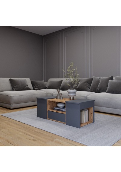 Lila Orta Sehpa 3'lü Takım Zigonlu 100 Cm Atlantik Çam - Antrasit