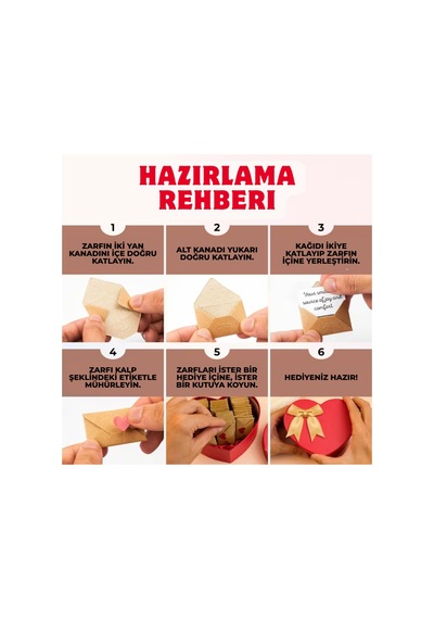 Romantik Kendin Yaz Boş Hediye Not Kartları - Kalp Etiketli Mini Zarf Ve Kart Seti 10'lu
