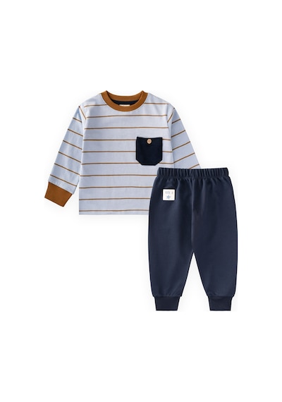 Cigit Çizgili Mevsimlik Pijama Takımı 1-8 Yaş Mavi