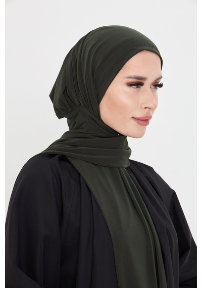 Hürrem Bone Haki Pratik Hazır Geçmeli Tesettür Bone Sandy Boyunluklu Çıtçıtlı 2505 09 Haki