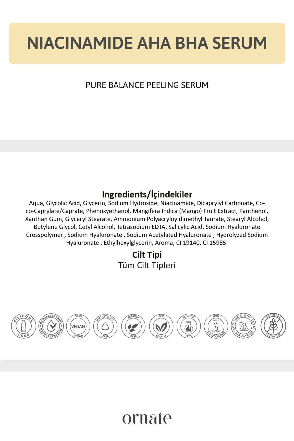 Gözenek, Siyah Nokta Karşıtı Ton Eşitleyici Aha Bha, Niacinamide Cilt Bakım Serumu
