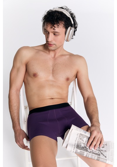 Albero Natur Gots Sertifikalı Organik Pamuk Erkek Trunk Boxer İç Çamaşırı Mor