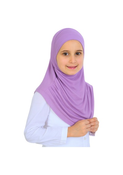 Modish Group Kız Çocuk Hazır Başörtüsü Pratik Penye Şal Tesettür Giyim Açık Lila