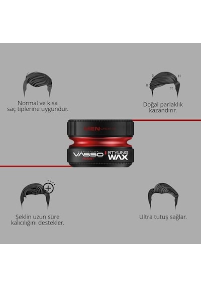 Vasso Saç Şekillendirici Wax Normal Ve Kısa Saçlar Ultra Tutuş Ve Doğal Parlaklık Aqua Resist 150 Ml