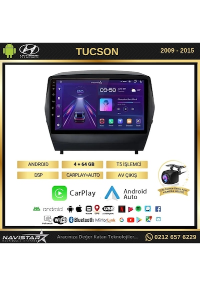Hyundai Tucson 4gb + 64gb Kablosuz Carplay 2009-2015 Android 13