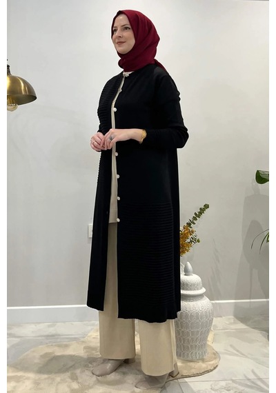 Rabia Şamlı Manolya Siyah Triko Hırka Normal