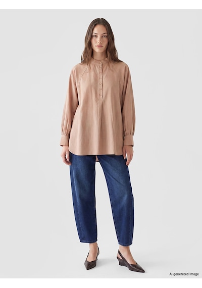 Lcw Modest Pembe Hakim Yaka Kadın Gömlek Tunik