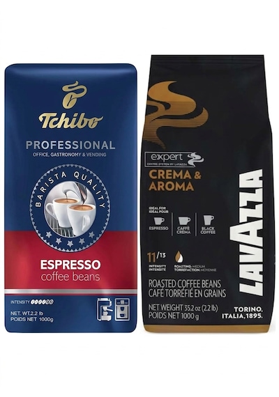 Tchibo Professional Espresso 1 Kg + Lavazza Expert Crema & Aroma 1 Kg Çekirdek Kahve Seti