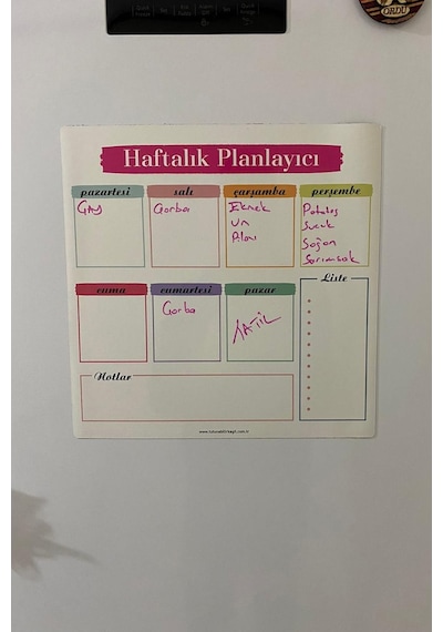 Haftalık Menü Planlayıcı Magnet Mıknatıslı Yazı Tahtası Buzdolabı (538426067)