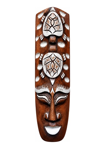 Ahşap Totem Aborjin Tiki Mask 33 Cm El Yapımı Duvar Dekoru