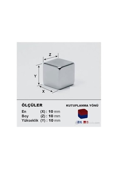Dünya Magnet Çok Güçlü Neodyum Mıknatıs Küp 10x10x10 Mm 10 Adet
