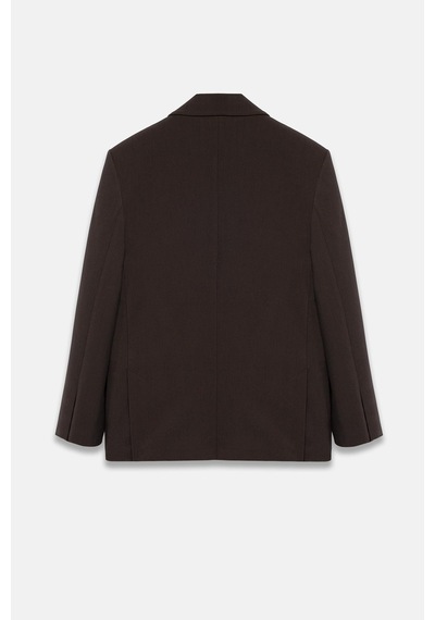 Kadın Kahverengi Basene Oturan Oversize Blazer Kahverengi