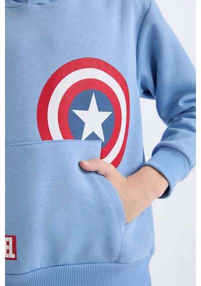 Defacto Erkek Çocuk Marvel Avengers Regular Fit Kapüşonlu Kalın Sweatshirt Kumaşı Sweatshirt D4717a8nsbe756 Mavi