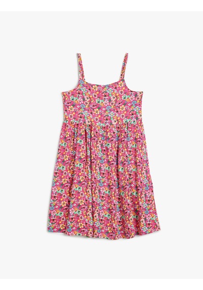Koton Elbise İnce Askılı Çiçek Desenli Pembe Desenli 4skg80207aw Pembe Desenli Pembe