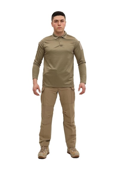 Terrien Delux Serisi Rahat Kesim Klasik Tarz Kollu Giyim Single Sword Polo Yaka Uzun Kol Taktik T-shirt Çok Renkli