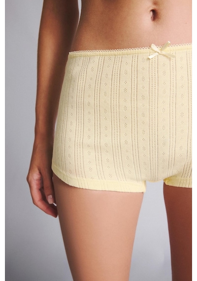 Defacto %100 Pamuk Fitlli Elastik Bel Fiyonk Detaylı Sarı Boxer H3650ax26spyl83 Sarı-yl83