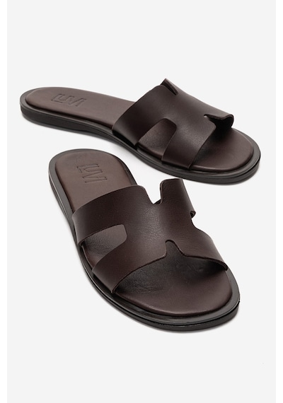 Luvishoes Bıora Kahverengi Hakiki Deri Kadın Terlik
